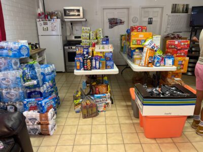Boxes of food and supplies show how the Pine Valley community supports each other in tough times